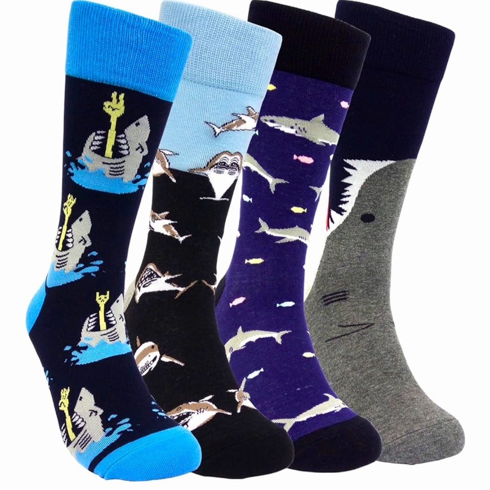 Gift Idea: 4-Pack Shark Socks (Unisex)